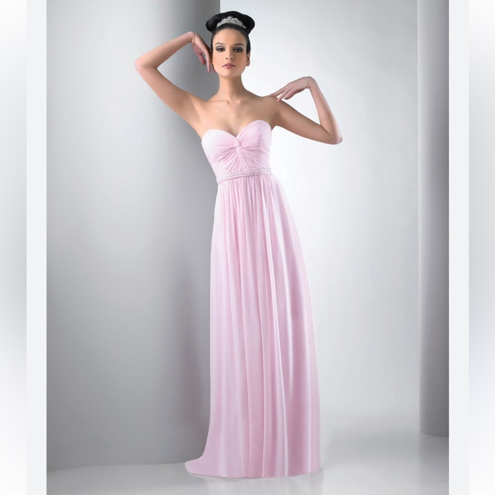 Bari Jay Bridesmaid Prom 126 Petal Pink Sweatheart Chiffon Gown Strapless 4